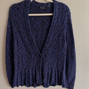 NIC+ZOE Deep Purple Cable-Knit V-Neck Cardigan Size XL